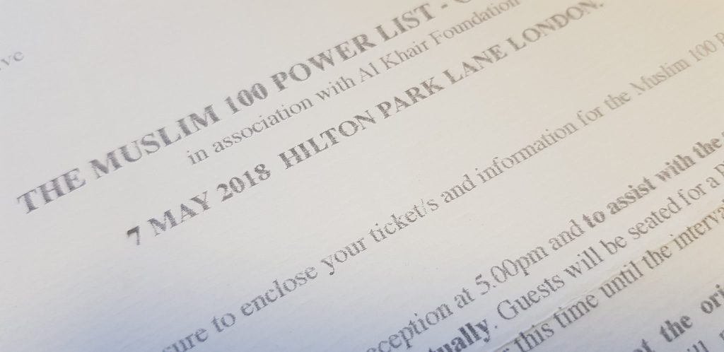 Tahir Ashraf to be Named in Muslim 100 Power List on 7 May 2018 at The Park Lane Hilton London, UK